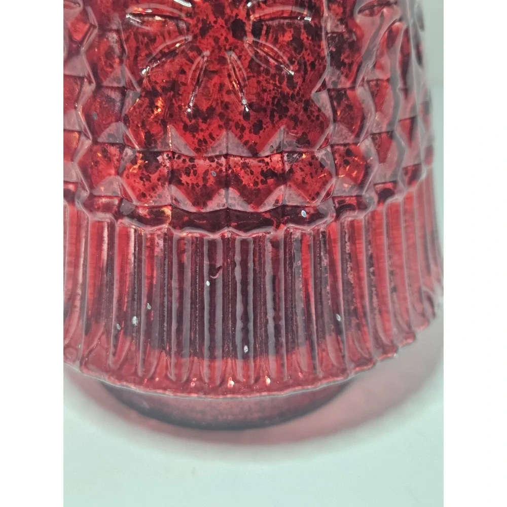 Red Mercury Glass Lighted Christmas Tree Tabletop Decor Cone Figurine Glowing
